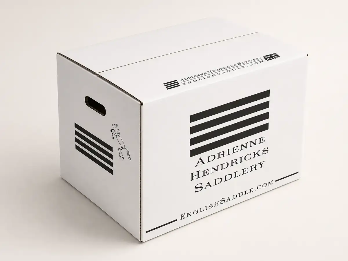 Saddle box bottom artwork with playful horse line illustrations
