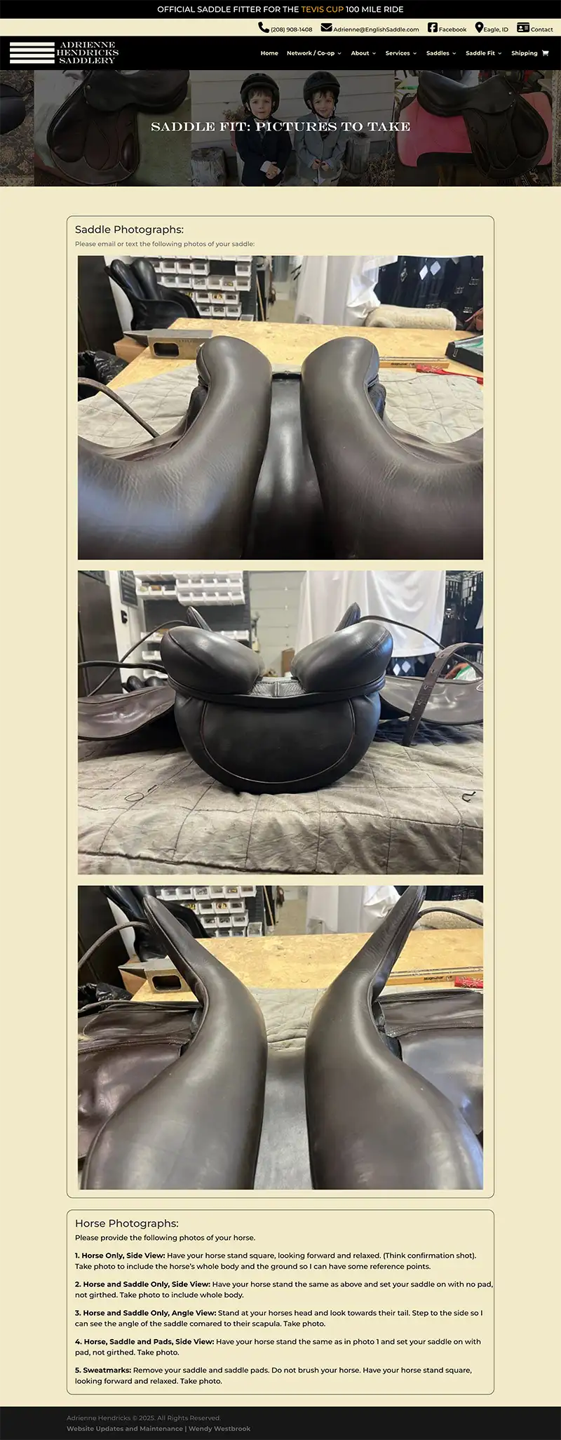 EnglishSaddle.com saddle fit pictures page screenshot