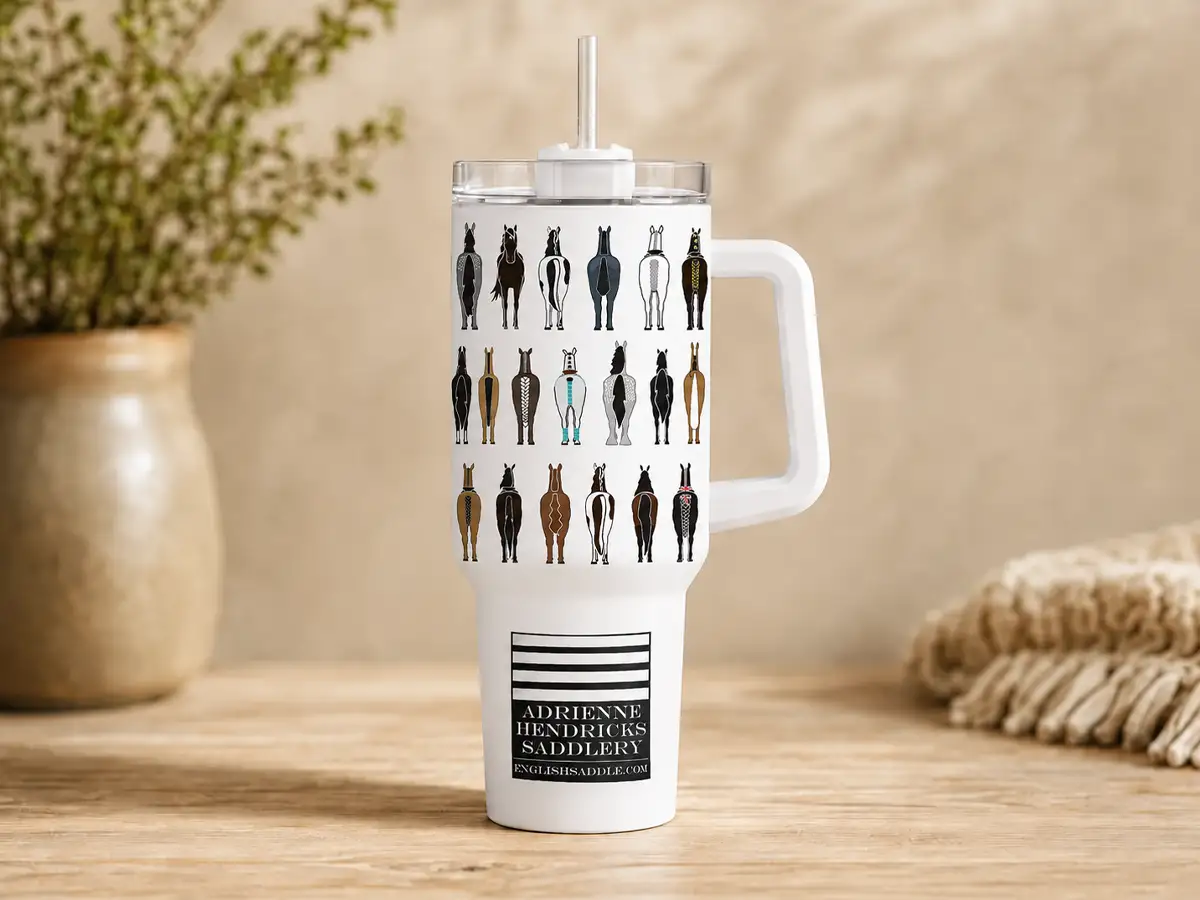Horse Tails tumbler graphics for Adrienne Hendricks Saddlery merchandise