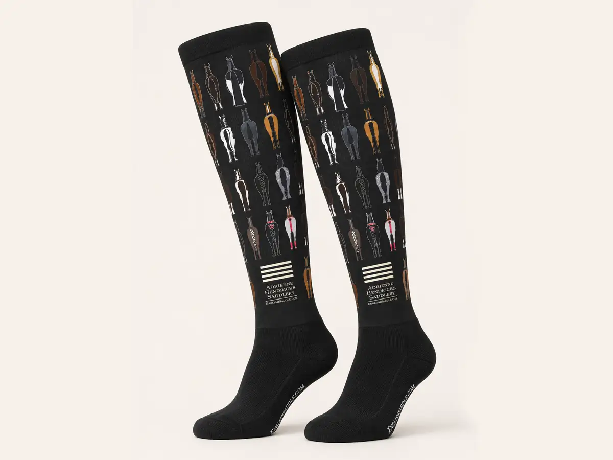 Horse Tails socks design front view for EnglishSaddle.com