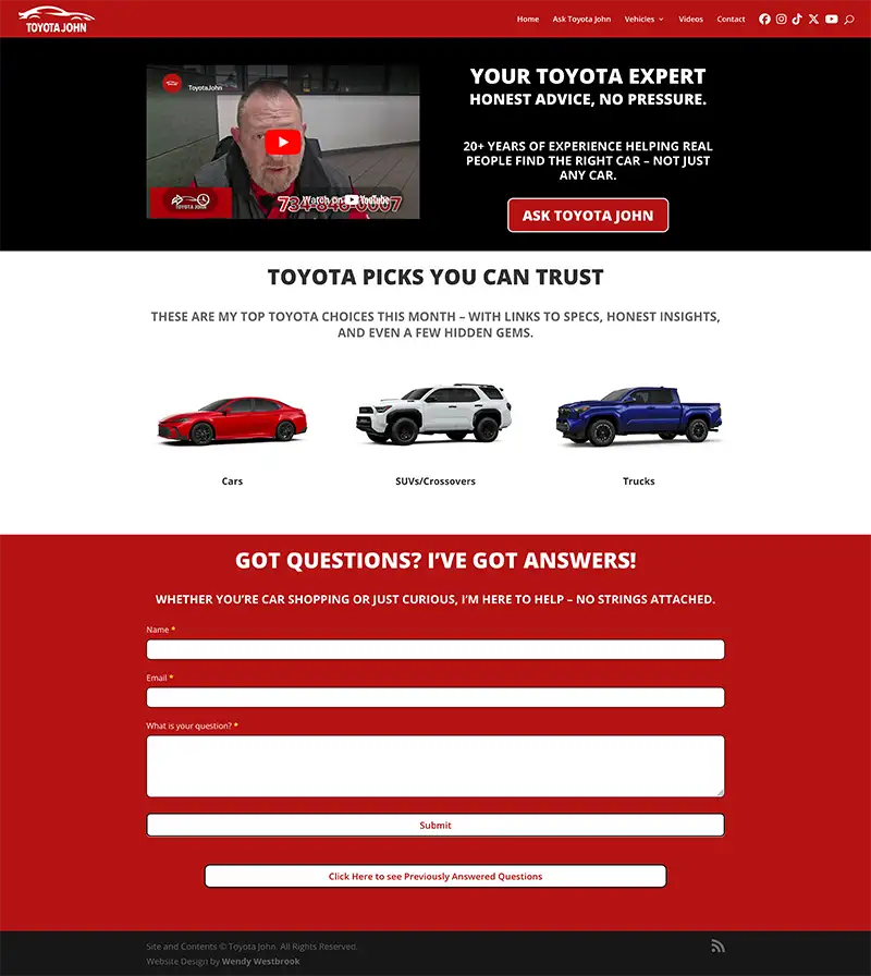 ToyotaJohn.com website screenshot