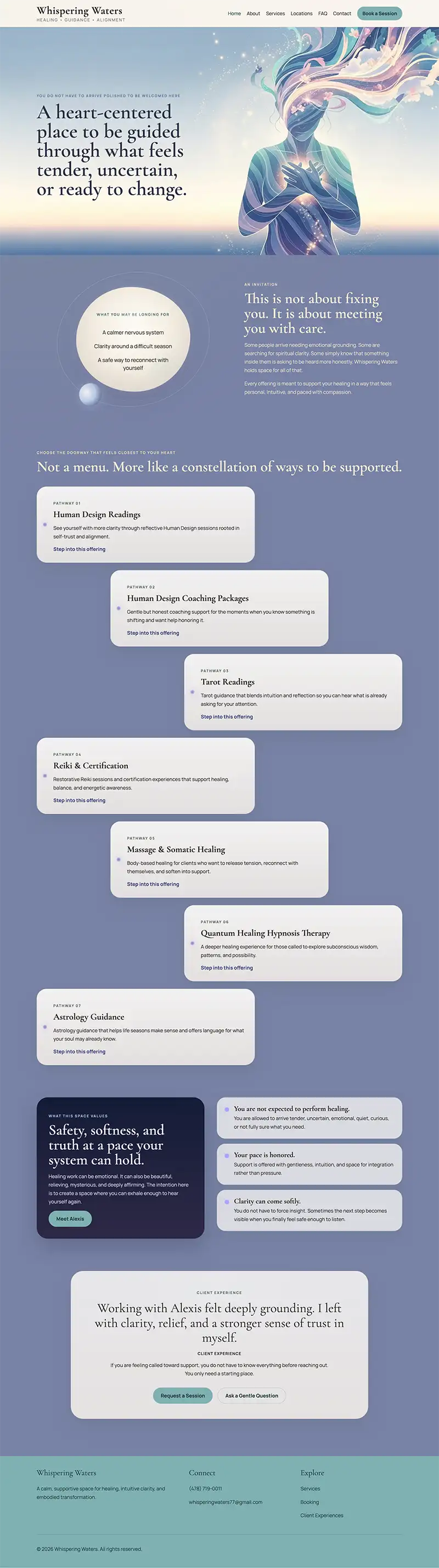 WhisperingWatersWithin.com website screenshot