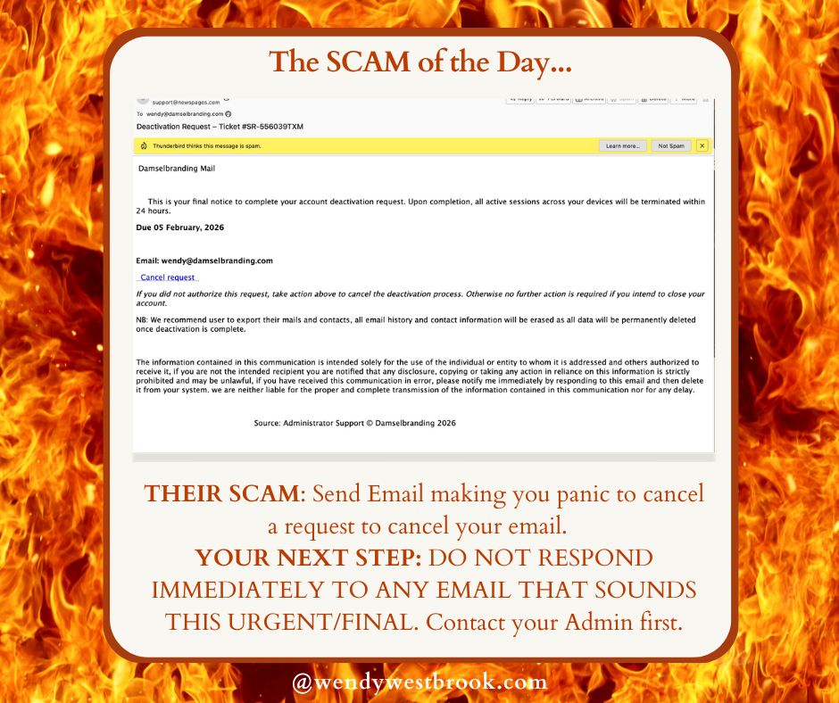 email deactivation scam example